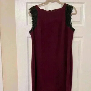 Calvin Klein Sheath Dress knee length in Plum Dark Purple sleeveless